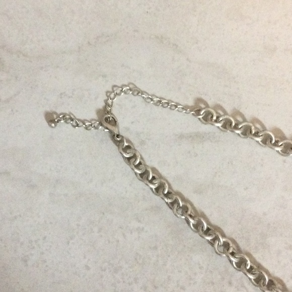 10” Silver with enamel round rust/olive swirls necklace - Picture 5 of 7